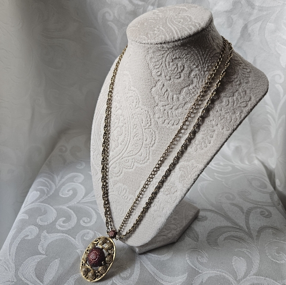 Vintage Celebrity N.Y. Moroccan Matrix Gold Tone Double Chain Necklace - Picture 8 of 8